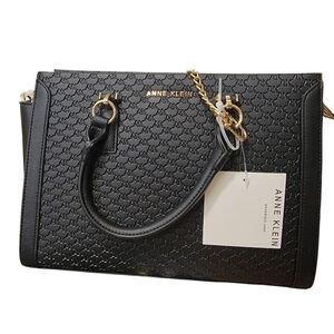 Anne Klein Black Zip Satchel/Cross Body With Card Wallet